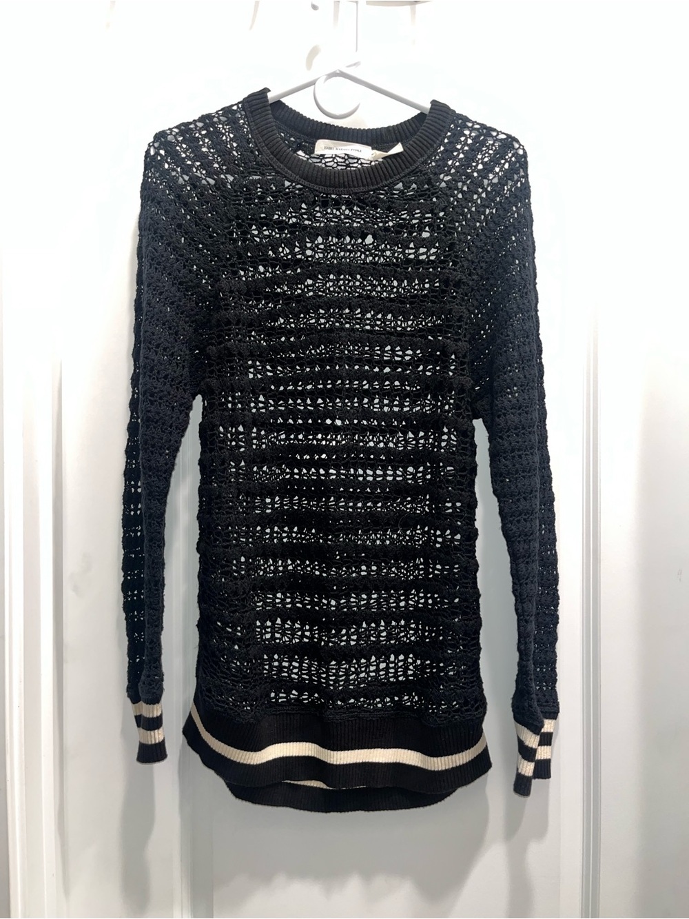 Isabel Marant Etoile Black Open-Knit Crewneck Sweater
